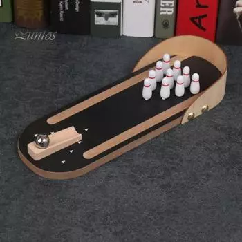 1 набор настольных мини-игр для боулинга, снятия стресса, тревожности, портативных деревянных шаров для путешествий, домашнего офиса, настольных игрушек для детей, подростков, взрослых, подарков 1 Set