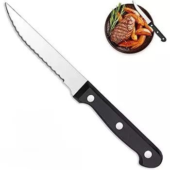 1 набор ножей для стейка, острые зубчатые ножи для ужина из нержавеющей стали, нож для барбекю, ножи для резки мяса, хлеба, стейка, кухонный инструмент светло-серый