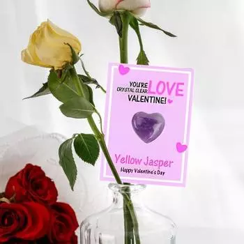 1 набор открыток ко Дню святого Валентина с сердечками, натуральными драгоценными камнями, кристаллами, камнями, минералами, набор детских валентинок для подарков в классе и на вечеринке 1 Set