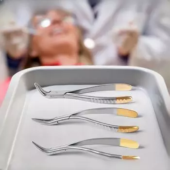 1 набор пинцетов для удаления остатков корней зубов, изогнутые щипцы для удаления зубов верхней и нижней челюсти, универсальные щипцы 1 set серебряный