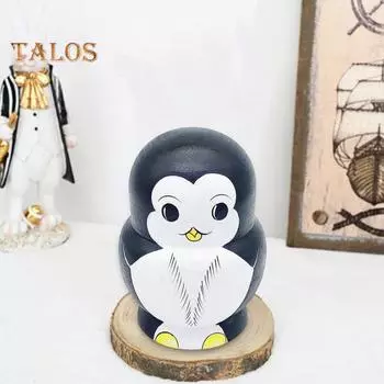 1 набор пингвинов, русская матрешка, 10 слоев, деревянная матрешка ручной работы, пингвин, складная игрушка, настольная фигурка, украшение, орнамент Penguin