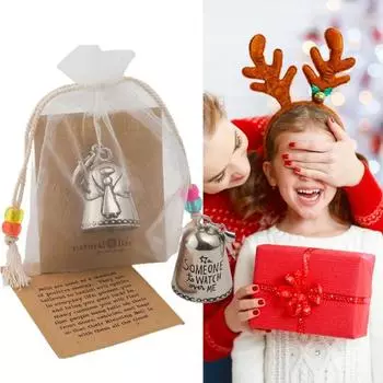 1 набор привлекательных праздничных открыток с тщательно выгравированным приветствием и сумкой для хранения колокольчиков из сплава A