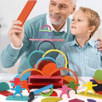 1 набор радужных строительных блоков, игрушка для малышей, деревянная красочная игра-сборка блоков, для дошкольников, мальчиков и девочек, для раннего образования, игрушка-блок 1 Set