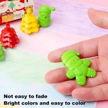 1 набор рождественских мелков с альбомом для рисования в форме снеговика, Санты, рождественской елки, отлитый вручную, 6 разных цветов, набор мелков для подарка на Новый год 1 Set