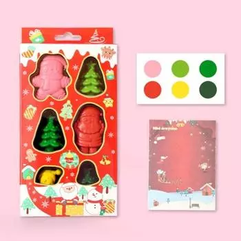 1 набор рождественских мелков с альбомом для рисования в форме снеговика, Санты, рождественской елки