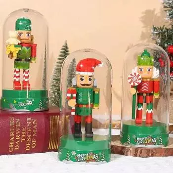 1 набор рождественских строительных блоков «Король-солдат» с пылезащитным чехлом, рождественские строительные блоки из микрочастиц, настольное украшение, орнамент A