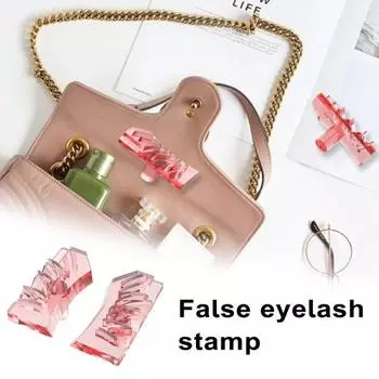 1 набор штампов для накладных ресниц с чернильной пастой, естественно выглядящие накладные нижние ресницы, пластиковый штамп для легкой подводки, многоразовые отпечатки ресниц, макияж розовый