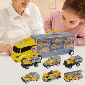 1 набор симпатичных литой сплав 1:50 масштабная модель игрушечного грузовика портативный автомобильный транспортер детский мальчик подарок на день рождения жёлтый