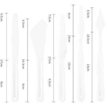 1 набор смешанных пластиковых мастихинов, набор скребков, шпателей, ножей, инструментов для рисования белый