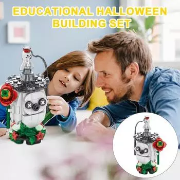 1 набор строительных блоков для Хэллоуина, жуткая тыква, дом с привидениями, летучая мышь, автомобиль, ведьма, поезд-призрак, микростроительный кирпич, обучающая игрушка, украшение для рабочего стола B