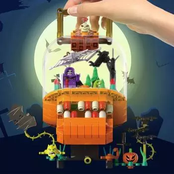 1 набор строительных блоков для Хэллоуина, игрушка, мультяшная тыква, призрак, волшебник, паук A