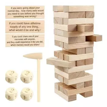 1 набор строительных блоков «Вопрос» Падающая башня с кубиками и молотком из дерева