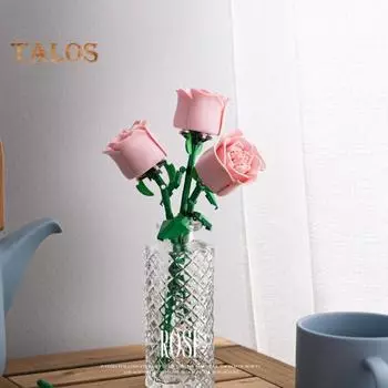 1 набор строительных блоков ветка розы своими руками красочный цветочный блок сборка игрушка пластиковые цветочные растения украшения дети взрослые девочки подарок синий