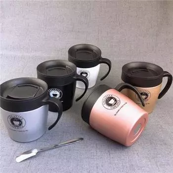 1 набор термокружек объемом 330 мл с ручкой, с двойными стенками, герметичными, широким горлом, устойчивыми к ржавчине, с защитой от ожогов 330ml белый