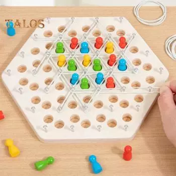 1 набор Треугольные шахматы Настольная игра от 2 до 4 игроков Геометрия Обучение фокусировке Логика Обучение Резиновая лента Треугольник Pegboard Стратегическая игра Игрушка 1 Set