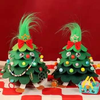 1 набор войлочных рождественских елок с гирляндами, бусинами, заколками для волос, мультяшными рождественскими елками, настольными украшениями, принадлежностями для поделок, образовательными игрушками для детей A