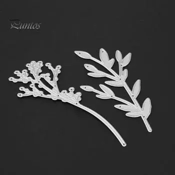 1 набор вырубных штампов, простой в использовании дизайн веток, серебряный цвет, металлические трафареты, шаблоны для бумажных открыток, ремесло серебряный