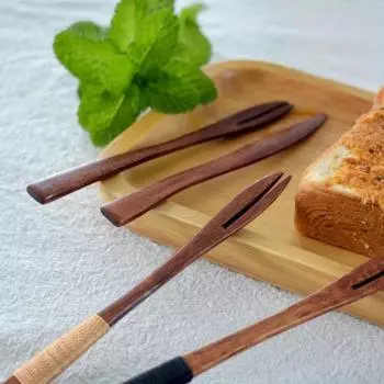1 набор высококачественных деревянных ножей и вилок — фруктовая вилка, десертная вилка, вилка для торта, деревянные ножи и вилки, вилки для полена, столовые приборы, резак для торта цвет старого дерева