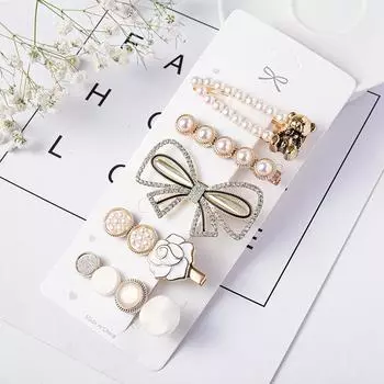 1 Набор Заколки для волос с жемчугом ручной работы для женщин, модные геометрические цветочные заколки, головной убор, милые заколки для волос для девочек, аксессуары для волос