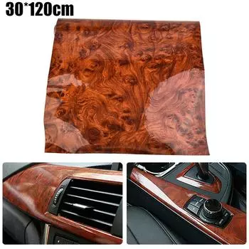 1* Наклейка на центральную консоль управления автомобиля 30*120 см, бордовая пленка для салона автомобиля под дерево, виниловая наклейка, детали декора интерьера CHINA