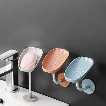 1 настенная мыльница-корзина для мыла, стойка для хранения без перфорации, дренажный поддон для мыла для хранения и организации в ванной комнате синий