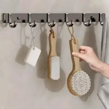 1 настенная вешалка для полотенец с крючками за дверью для хранения одежды, сумок для верхней одежды, различных предметов и т. д. чёрный