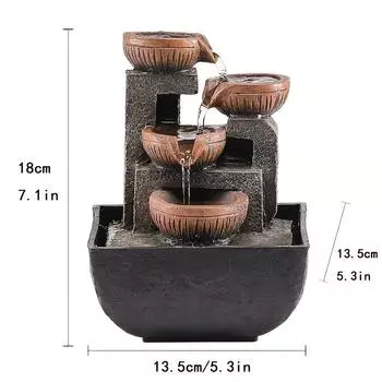 1 настольный фонтан-водопад из смолы, настольное устройство для проточной воды, работающее от USB, расслабляющее украшение в стиле фэн-шуй, подходит для различных типов помещений Small fountain