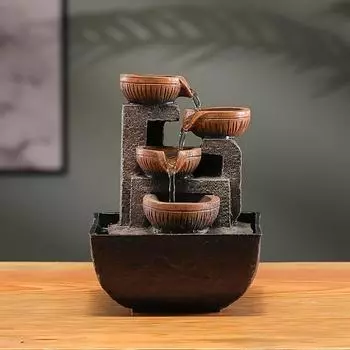 1 настольный фонтан-водопад из смолы, настольное устройство для подачи воды в помещение с питанием от USB, расслабляющее украшение в стиле фэн-шуй, подходит для различных типов помещений Small fountain