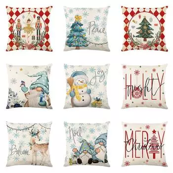 1 наволочка для украшения рождественской вечеринки с изображением гнома-щелкунчика, набор подушек для украшения комнаты, подарок на Рождество 40x40cm