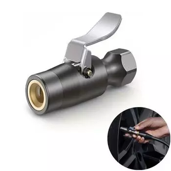 1 непротекающий двухзубчатый шинный патрон, патрон из латуни и нержавеющей стали с зажимом для комплекта компрессора манометра накачки 1PC чёрный