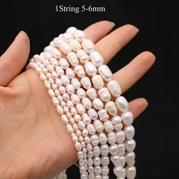 1 нить элегантные бусины из натурального жемчуга белые, уникальные роскошные бусины-разделители в форме риса для самостоятельного изготовления женского ожерелья, браслета на щиколотку, аксессуаров 36 см 1String/5-6mm белый