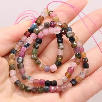 1 нить, бусины из натурального камня турмалина 4 мм, нерегулярные квадратные бусины-разделители для самостоятельного изготовления ожерелий, браслетов, аксессуаров, бисер для изготовления ювелирных изделий 38 см 1Strand/38cm