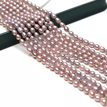 1 нить, фиолетовые бусины 4-5 мм, модные бусины ручной работы в форме риса из искусственного жемчуга для изготовления ювелирных изделий своими руками, ожерелий, браслетов, аксессуаров для ножных браслетов 36 см 1String/36cm
