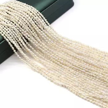 1 нить искусственных жемчужин, белые бусины, бохо, рисовые бусины ручной работы для изготовления украшений, ожерелий, браслетов, аксессуаров, поделок на День святого Валентина 36 см 1String/2.5-3mm белый