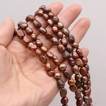 1 нить, кофейного цвета искусственный жемчуг с прямым отверстием, 7-8 мм, элегантные двухсторонние светлые жемчужные бусины для изготовления украшений своими руками свадебные принадлежности 36 см 1String-36cm коричневый