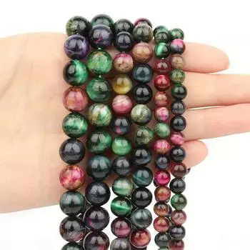 1 нить, круглые разноцветные бусины с тигровым глазом, свободные бусины-разделители для изготовления ювелирных изделий, ручная работа, сделай сам, ремесло(Размер:6 мм 8 мм 10 мм) 6mm(approx 58-62pcs)