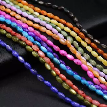 1 нить натуральных пресноводных ракушек, бусины в форме риса, свободные бусины-разделители для изготовления ювелирных изделий, ожерелье, браслет, серьги, аксессуары 4x8 мм 4x8mm