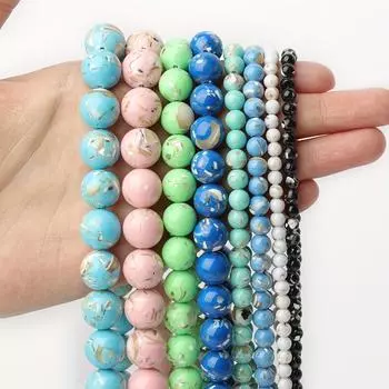 1 нить/пакет, разноцветные бирюзовые круглые свободные бусины для изготовления ювелирных изделий, браслет, ожерелье, 15 дюймов(Размер:4мм 6мм 8мм 10мм 12мм) 4mm(0.157in) небесно-голубой
