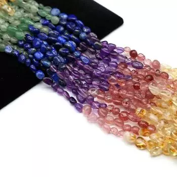 1 нить разноцветных бусин из натуральных драгоценных камней, богемные нерегулярные овальные бусины-разделители для изготовления украшений, рождественских поделок, ожерелий и браслетов своими руками, 38 см 1String/38cm разноцветный