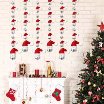 1 нить Рождественский подвесной диско-шар украшения Отражающие зеркальные диско-шары украшения с мини-Санта