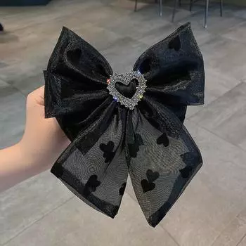 1 новая заколка для волос с бантом Love, женское украшение для головы с ринодриллами, новая заколка для хвостика, пружинная заколка Size fits all