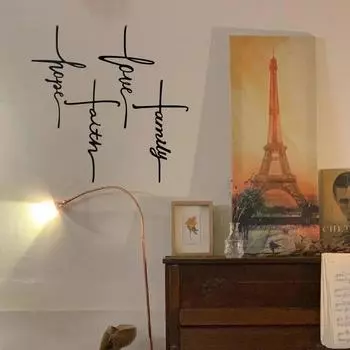 1 Pack/4pcs Family Metal Wall Signs – English Words & Cross Plaque, Elegant Wall Decor, Stylish Metal Wall Hanging чёрный