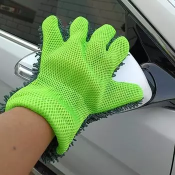 1-Pack Car Wash Mitt Scratch Free 5-Finger Microfiber Wash Mitts Auto Chenille Washing Sponge Kits For Cleaning Wheel amagi зелёный