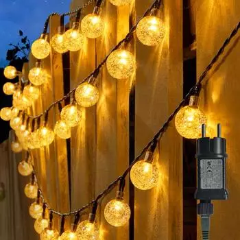 1 упаковка хрустальных шаров вставной световой гирлянды водонепроницаемый уличный светильник с 8 режимами мигания для украшения дворовой вечеринки 12m/100LED (8Mode) белый