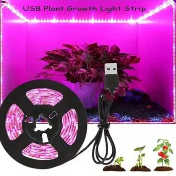 1 Pack LED 5V Plant Grow Light Strips Full Spectrum Growing Lamp USB Plug For Indoor Greenhouse Plants Vegetables And Flowers