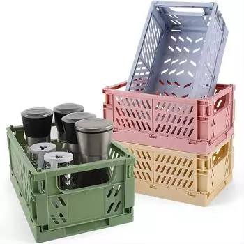 1 Pack Plastic Baskets For Shelf Storage Organizing, Durable And Reliable Folding Storage Crate, Ideal For Home Kitchen Classroo зелёный
