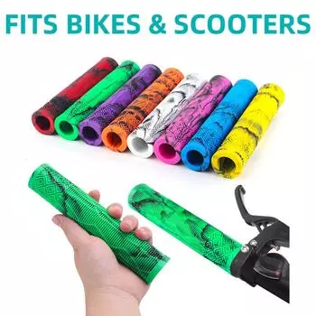 1 Pair Bicycle Grips Non-slip MTB Cuffs Rubber BMX Bicycle Handlebar Grips Soft Lengthening Bike Scooter Handlebar Covers розовый