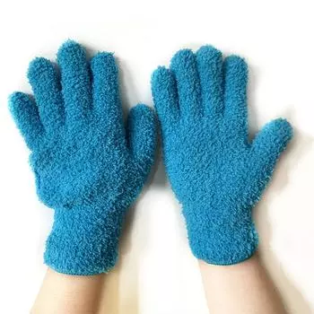 1 Pair Blue Car Wash Cleaning Gloves Dusting Glove Car Wash Cleaning Gloves Fine Fiber Dusting Comfort Half Fleece Gloves зелёный