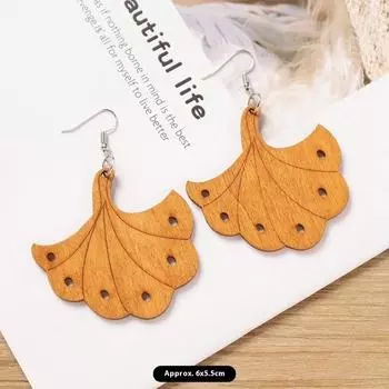 1 Pair Bohemian Wooden Pendant Hollow Earrings Geometric Ethnic Style Perfect For Women Lightweight Earings Jewelry Gift
