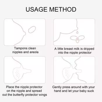 1 Pair Breastfeeding Contact Nipple Shields Protecting Sore Food-Grade Silicone Butterfly Design Multiple Sizes Flat or Inverted Nipples Covers S